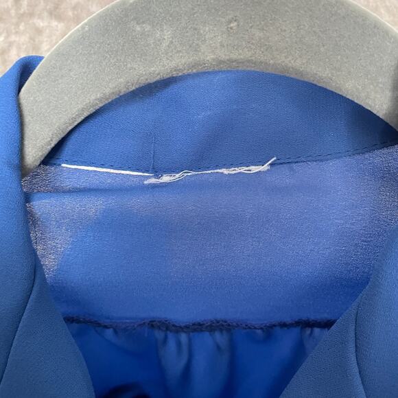 Vintage Blouse Top Size XS Small Royal Blue Puff Sleeve Secretary Retro Twee - Picture 10 of 13